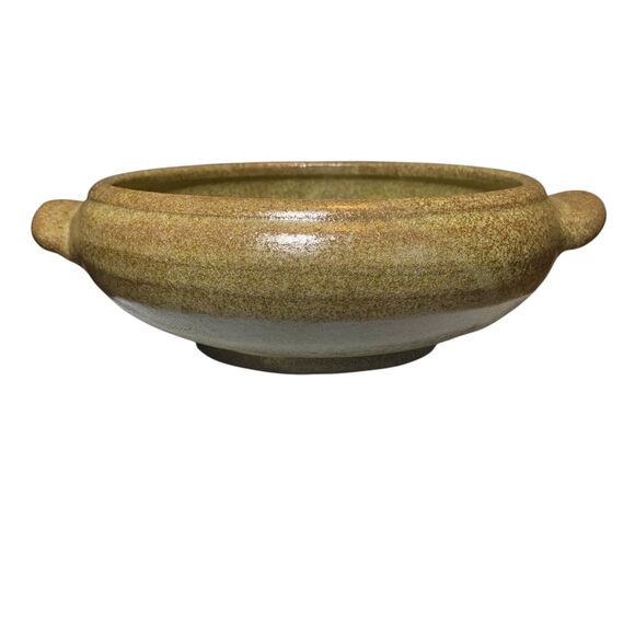 Handmade Studio Pottery Signed Shallow Bowl Earthy Tones Boho Neutral Style - Picture 3 of 9